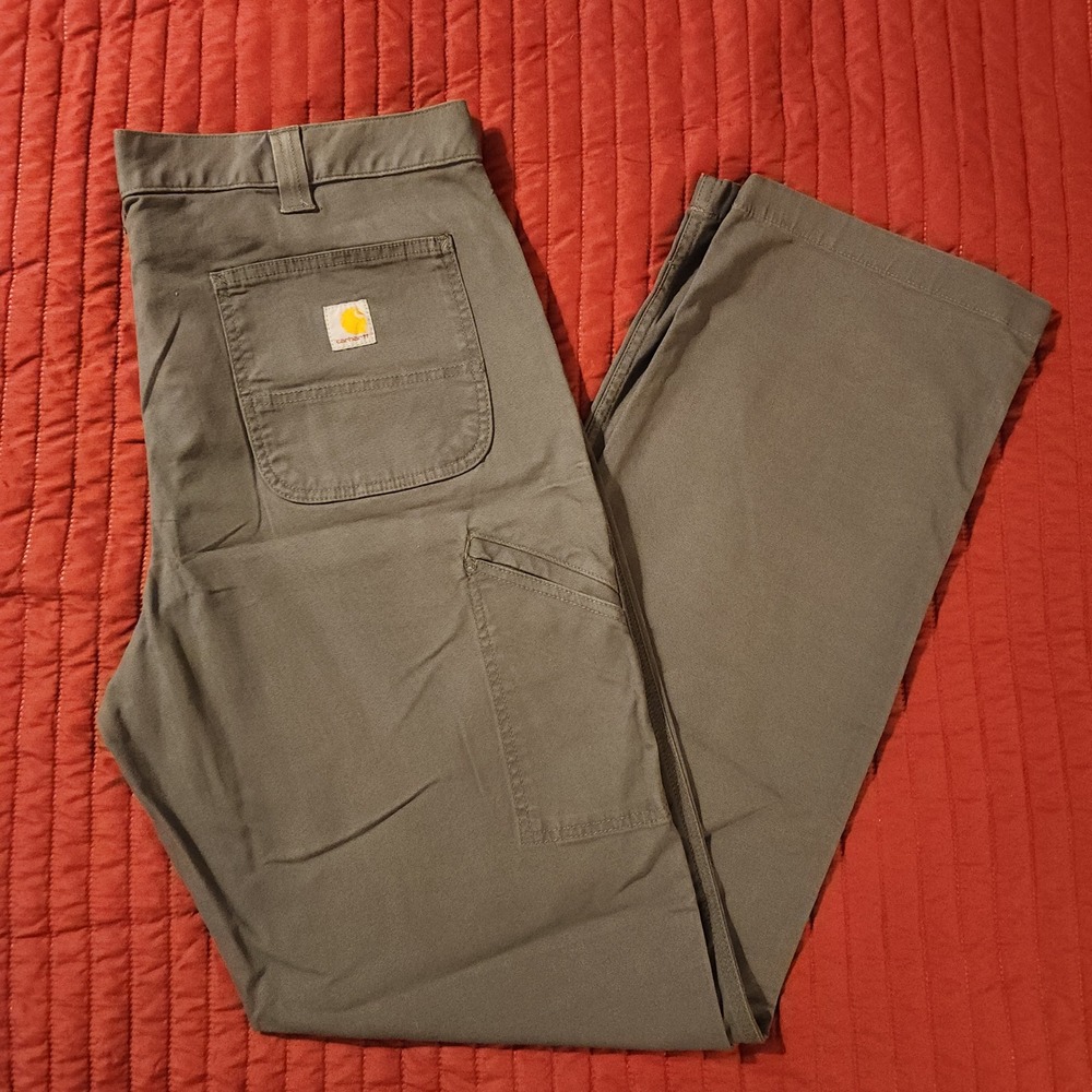 Carhartt Mens Rugged Flex Relaxed Fit Canvas Work Pant BN2291-M Grey 38x36
